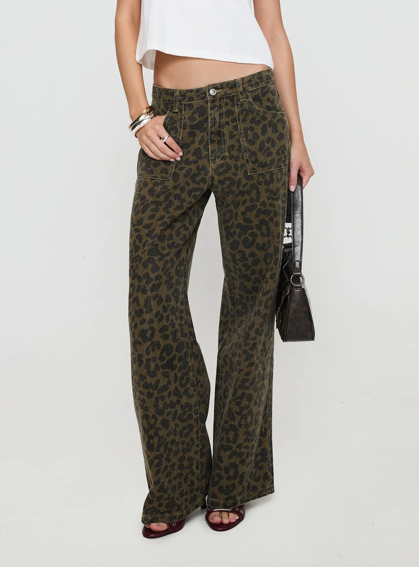 Briony Low Rise Wide Leg Jean Leopard Low Maintenance
