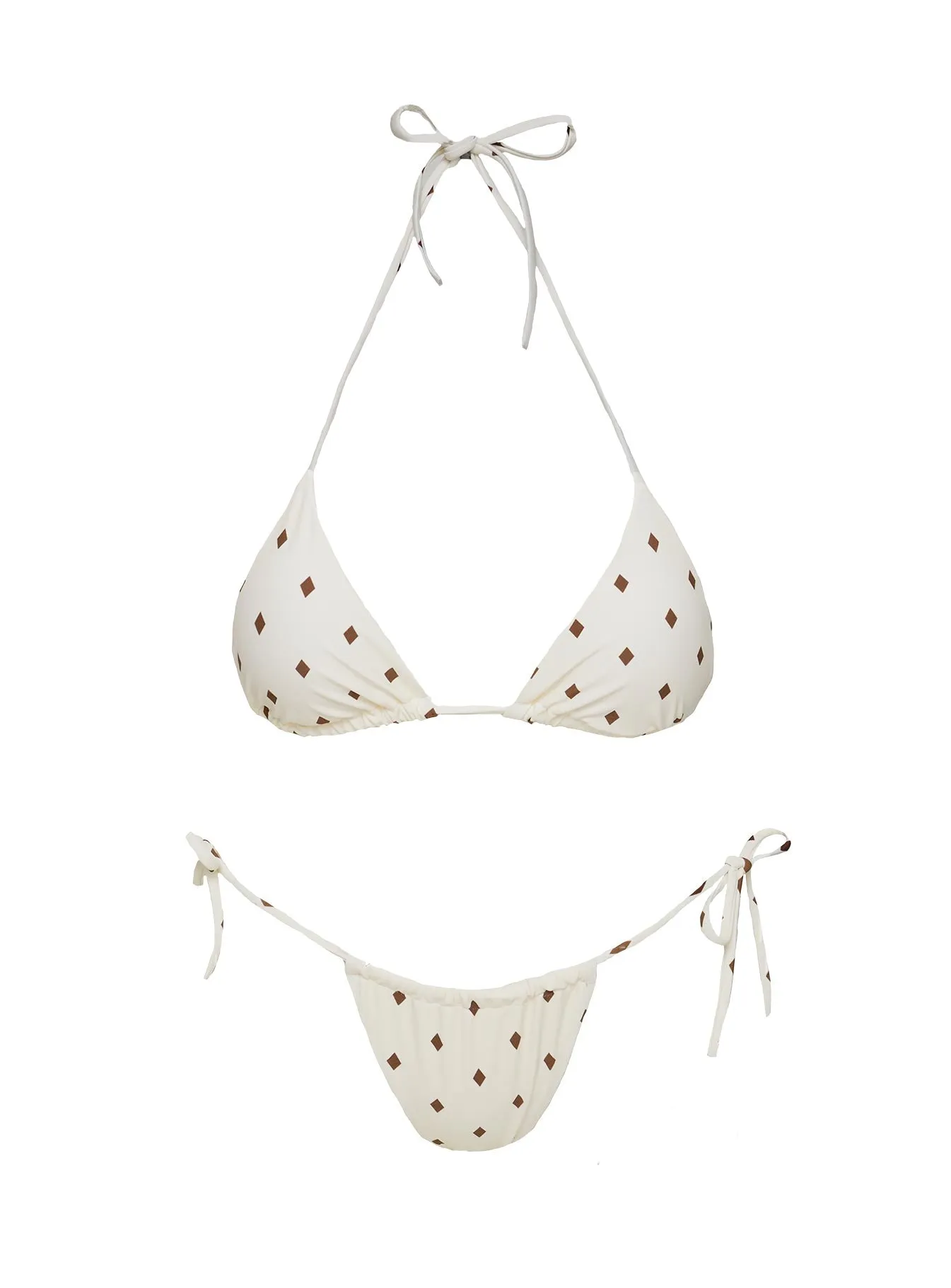 Jenner Tie Side Ruched Bikini Bottom White Diamond Lightweight Comfort Comfort Fit Lining
