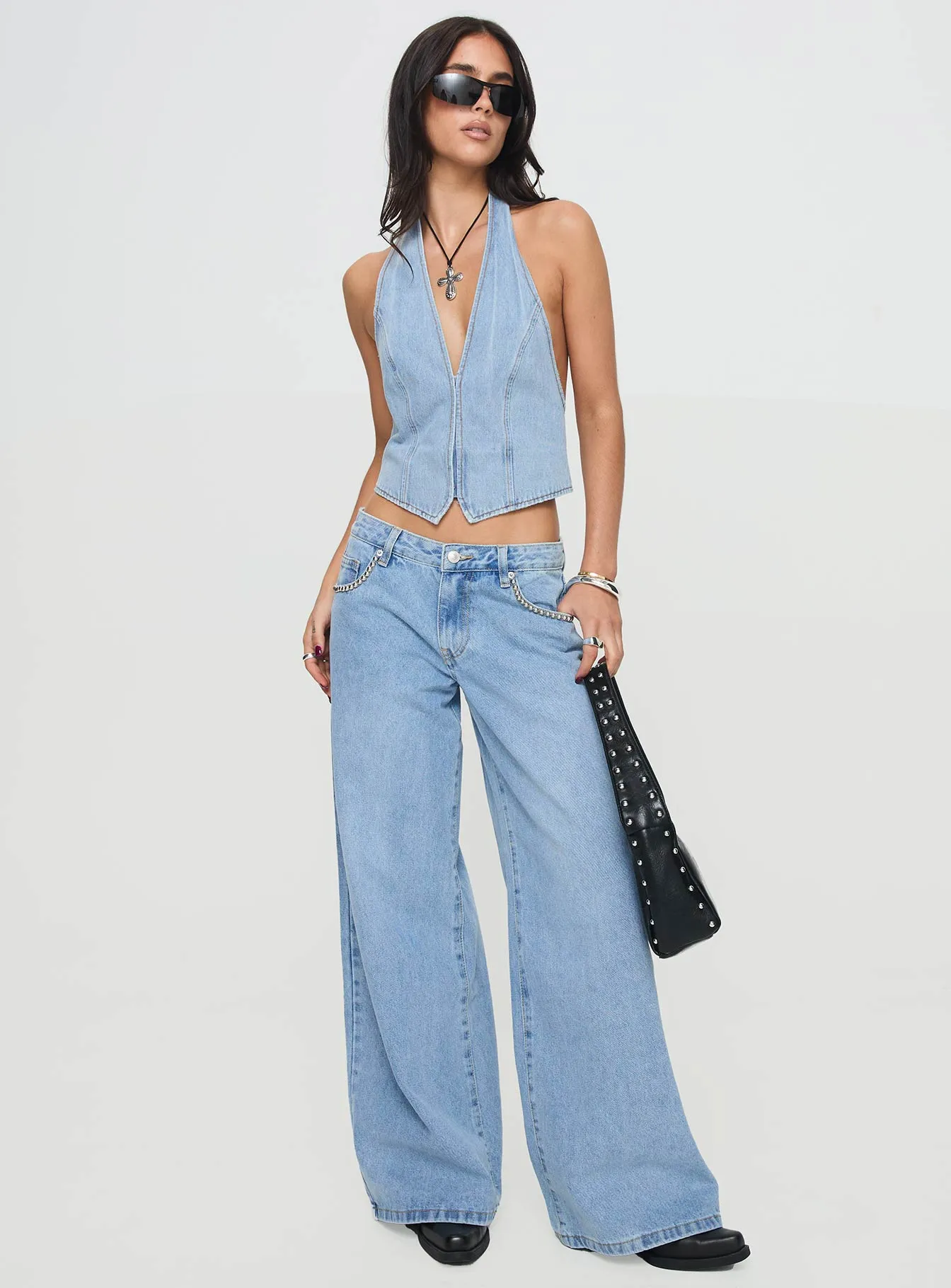 Urban Ready Pearlisle Low Rise Baggy Jeans Light Wash