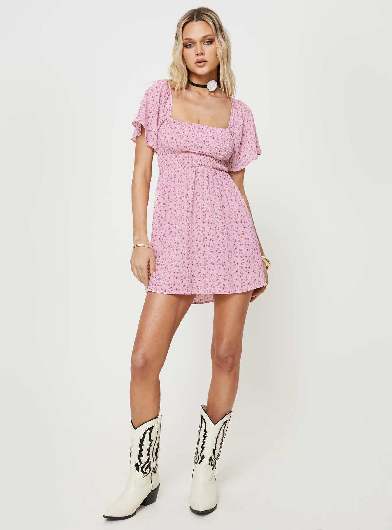 Summer Nights Mini Dress Pink Floral Casual chic style
