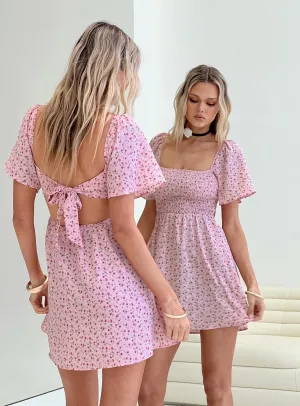 Summer Nights Mini Dress Pink Floral fade resistant color