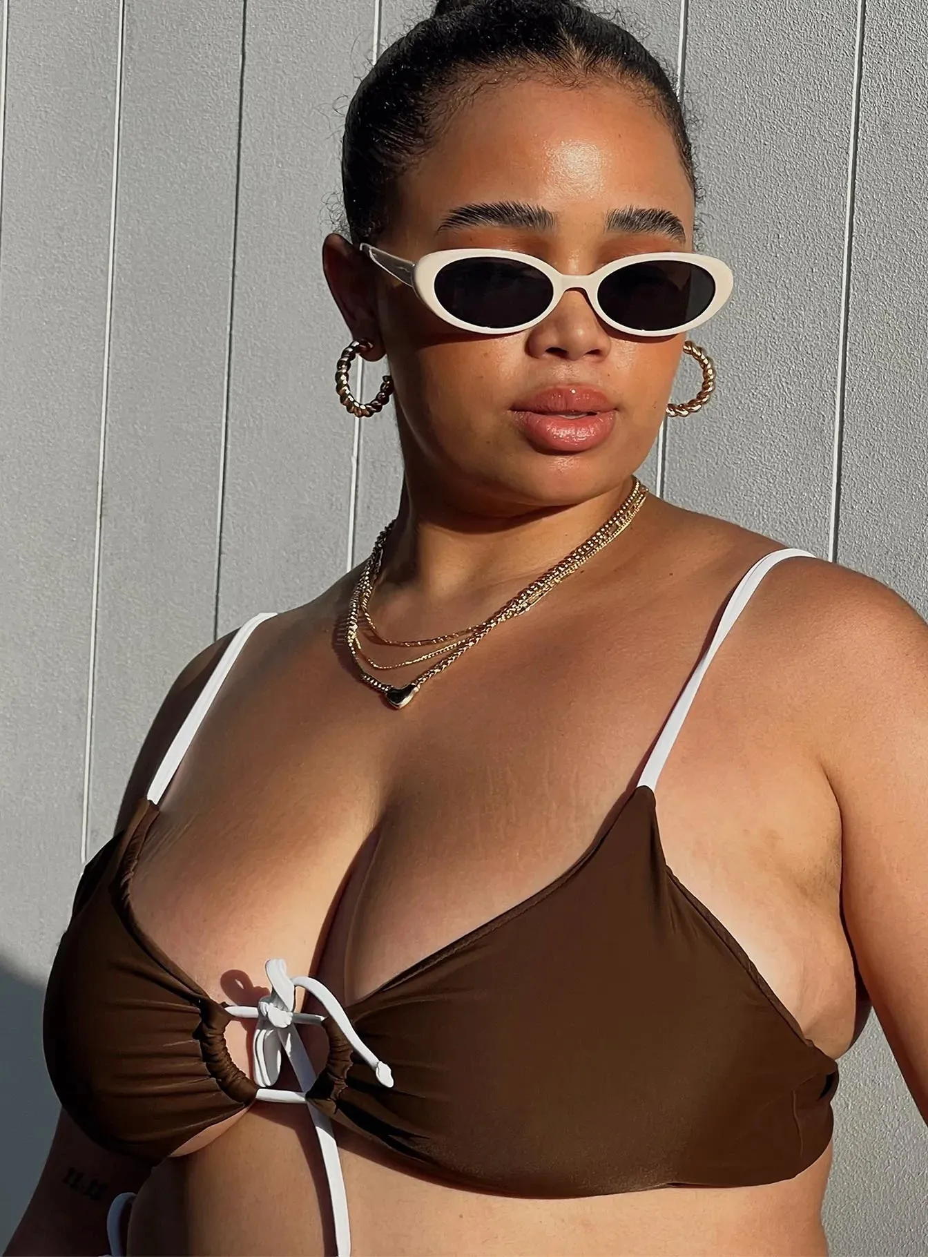 Non Restrictive Fit Janey Bikini Top Brown Curve