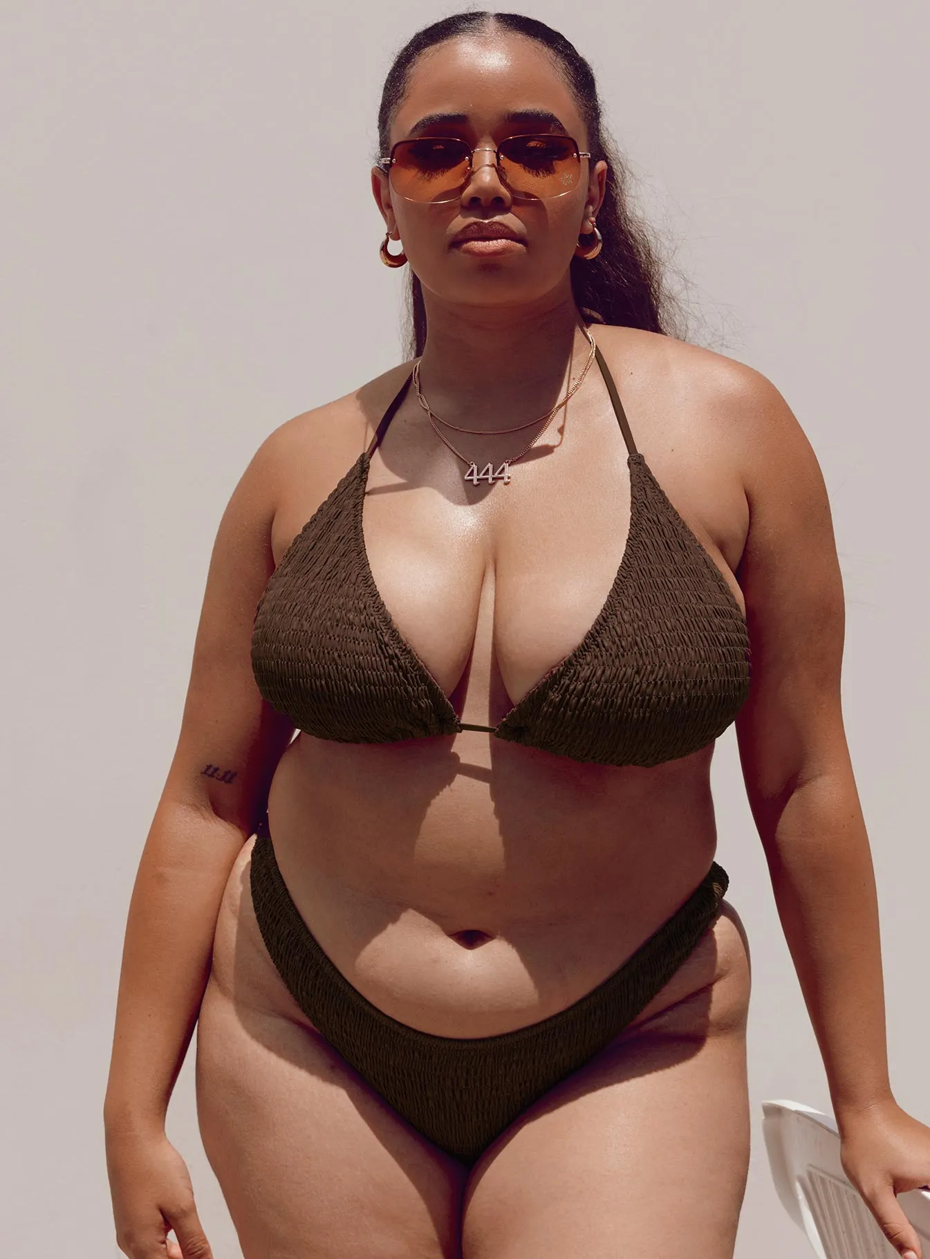 Non Slip Elastic Neutral Tone Compatibility Blanca Bikini Bottoms Brown Curve