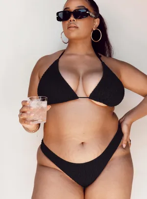 Mold Resistant Textile Blanca High Cut Shirred Bikini Bottoms Black Curve