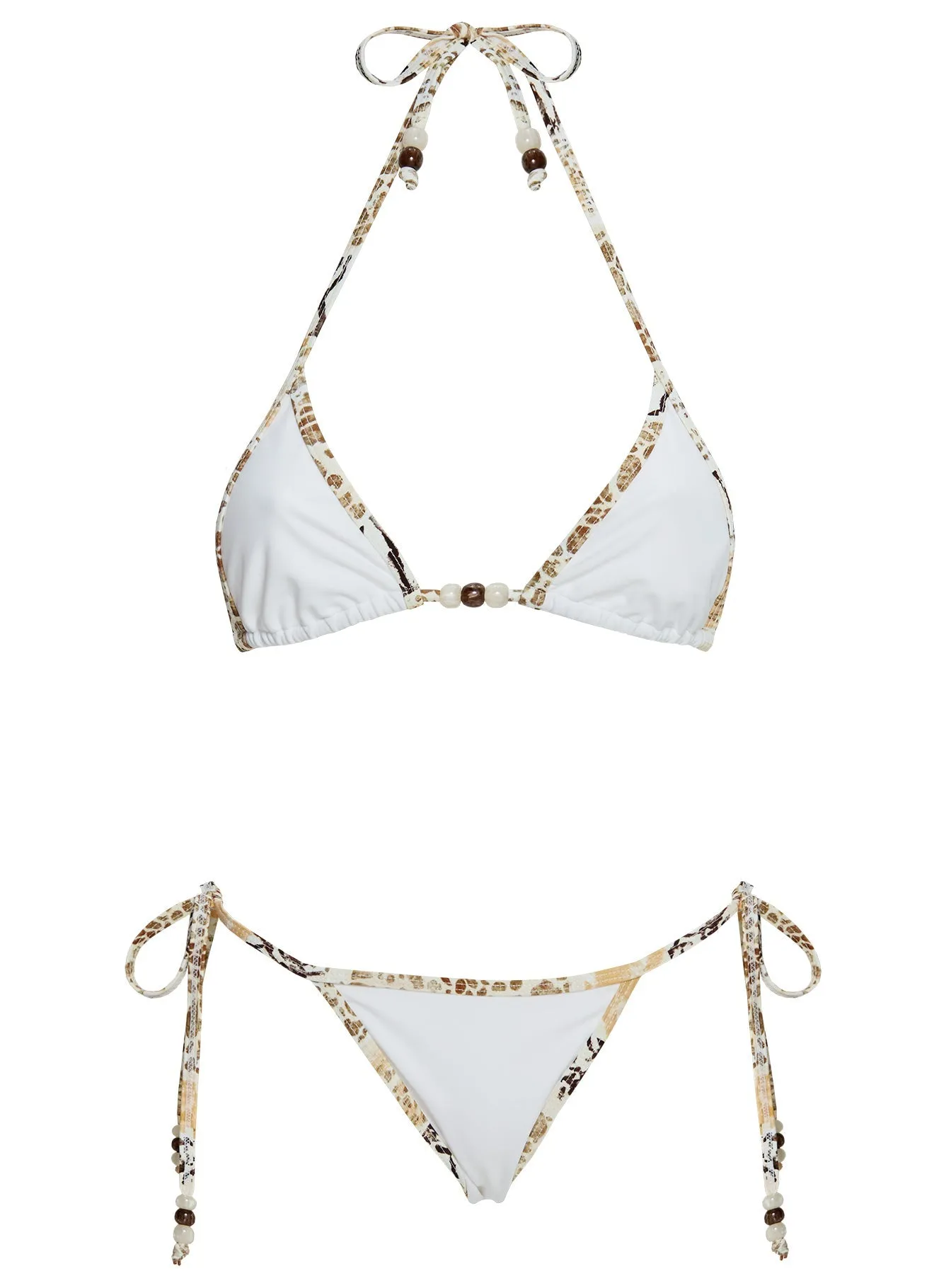 Blaylock Triangle Bikini Top White / Animal Multi Rounded Seam Technique