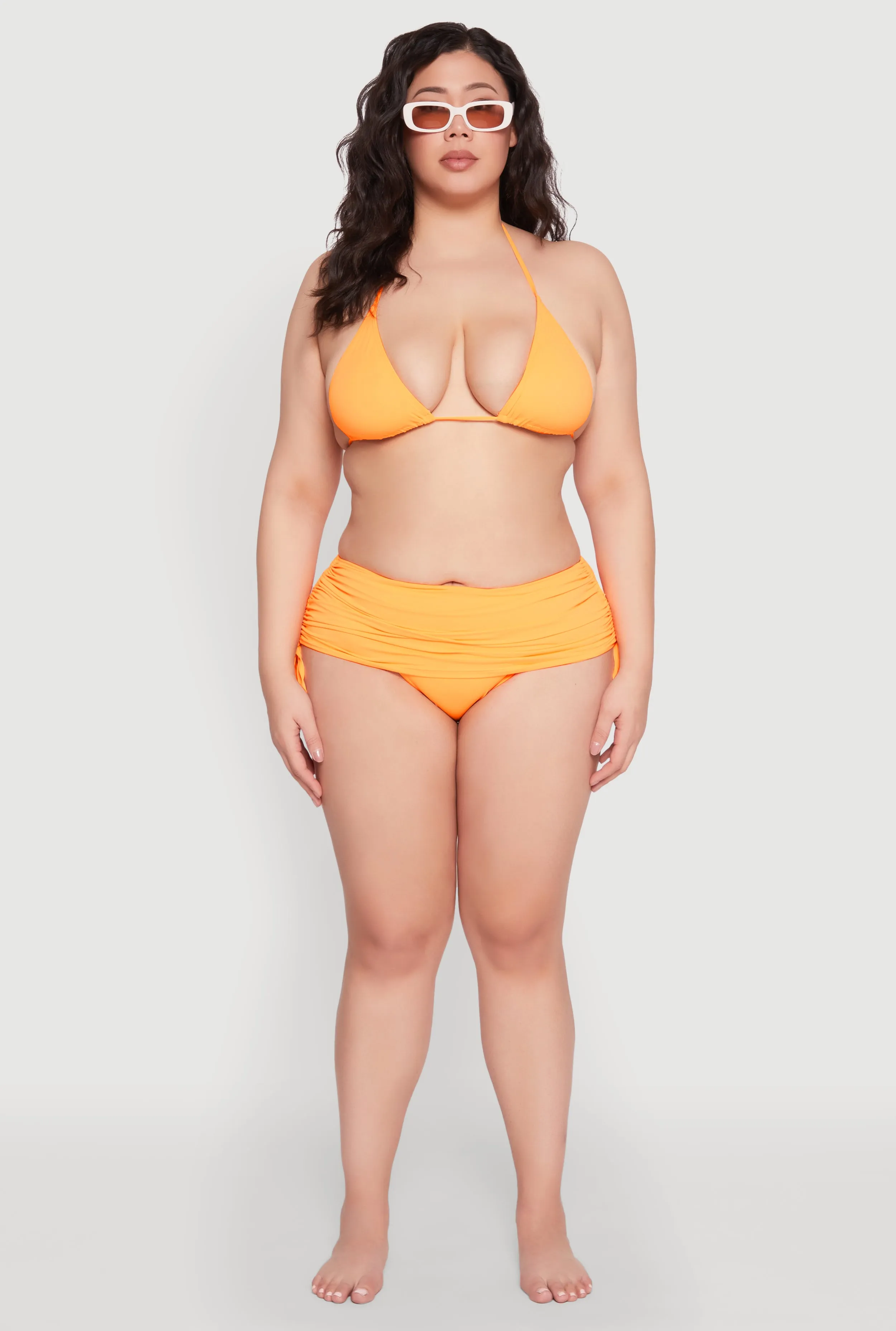 Quick Release Buckles Plus Size Drawstring Side Swim Skirt Tagless Design