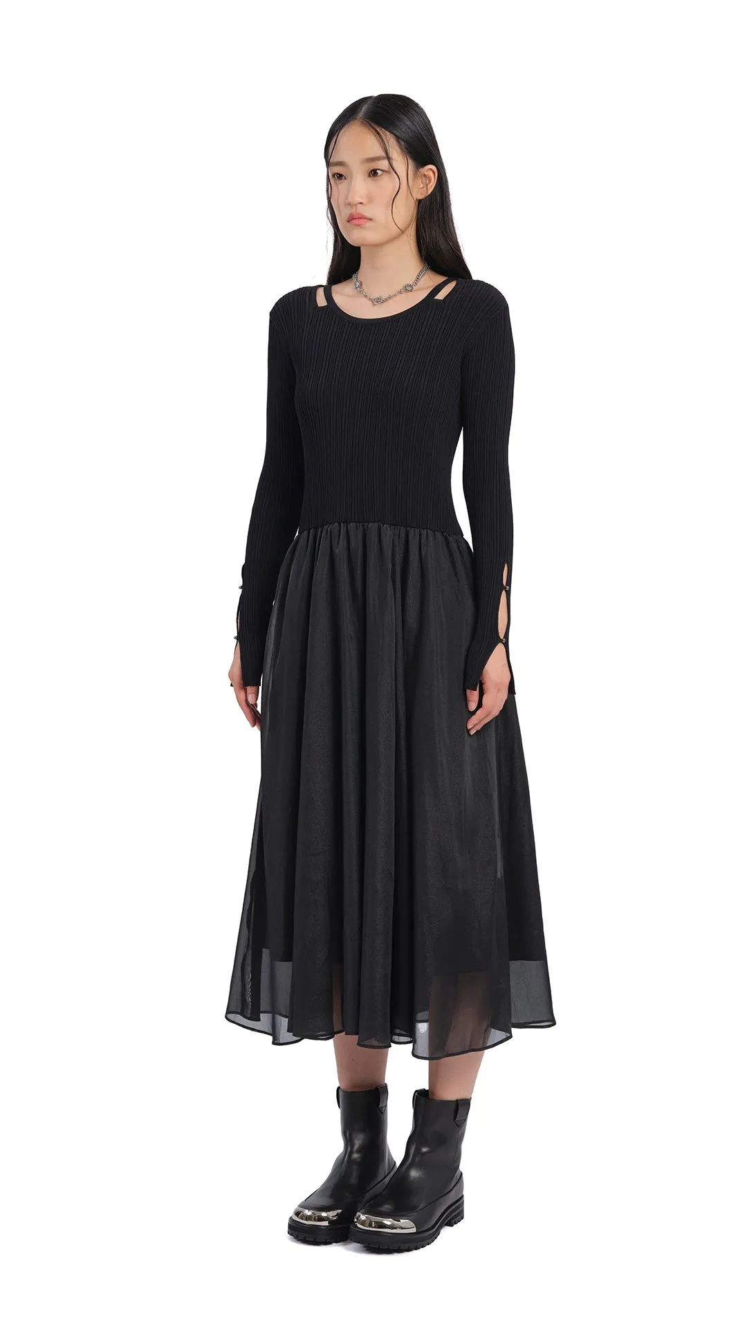 ShockAbsorbent Padding AntiStatic Lining Cut-Out 2 In 1 Knit Dress