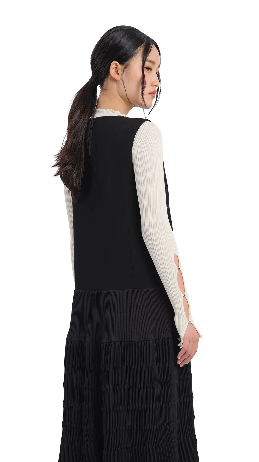 Olive Pleated Dress Creative Flow Loose Fit