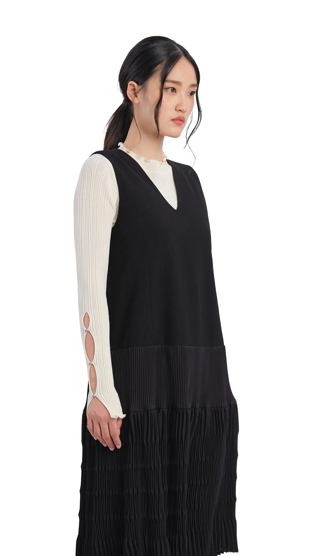 City Soul Flex Fit Olive Pleated Dress