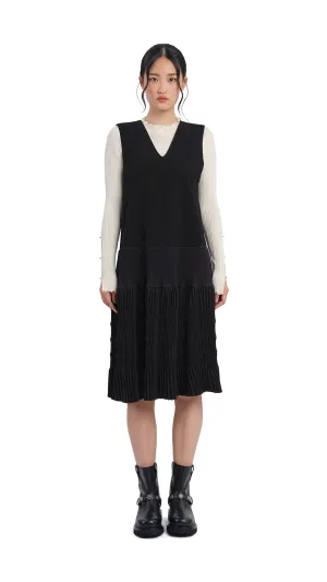 Olive Pleated Dress Open Glow