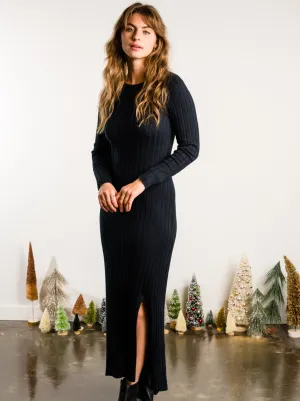 Bridget Knit Midi Dress - Black AbrasionResistant Fabric