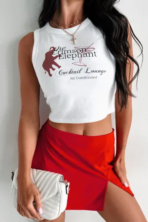 "The Crimson Elephant" Graphic Tank Top (White) Non Chafe Seams low - ground - clearance