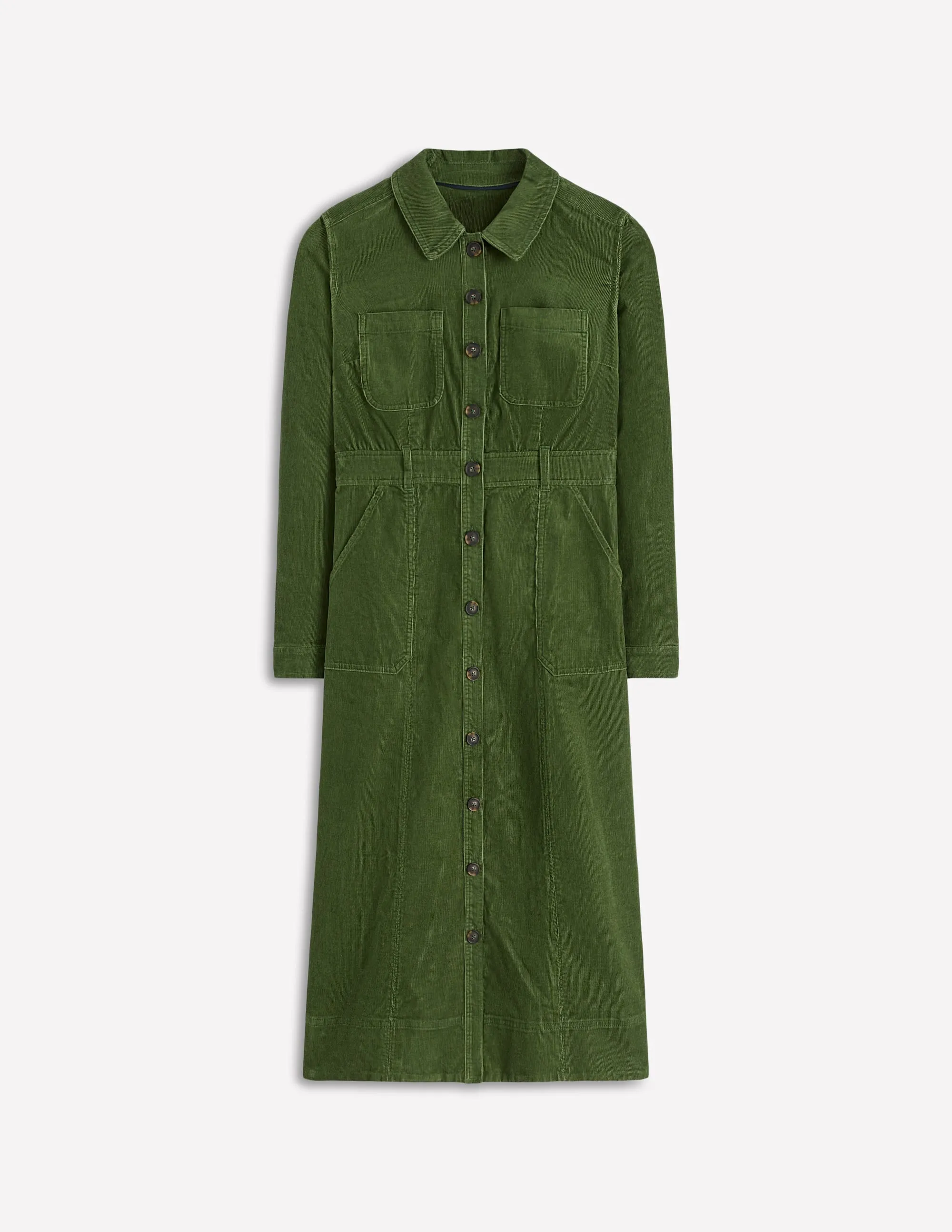 Chic Silhouette Amanda Cord Midi Dress-Fern