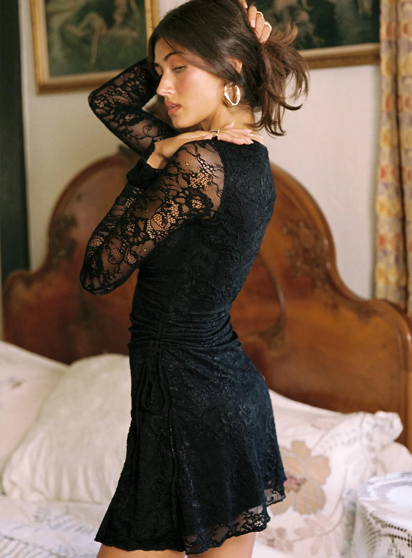 Charming Design Chafe Guard Airabella Lace Mini Dress Black Petite