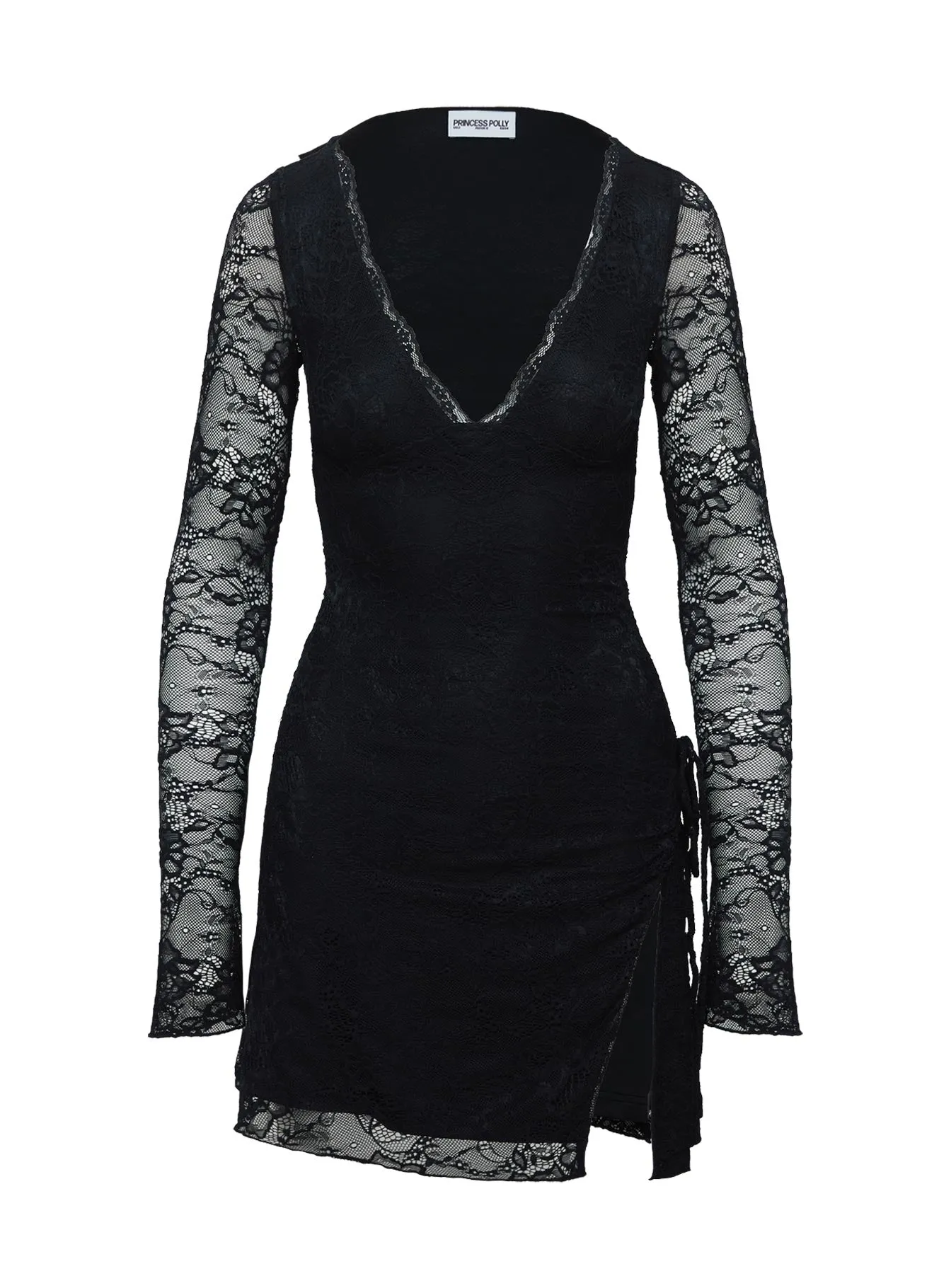 Airabella Lace Mini Dress Black Petite Light Soft Floral Appeal