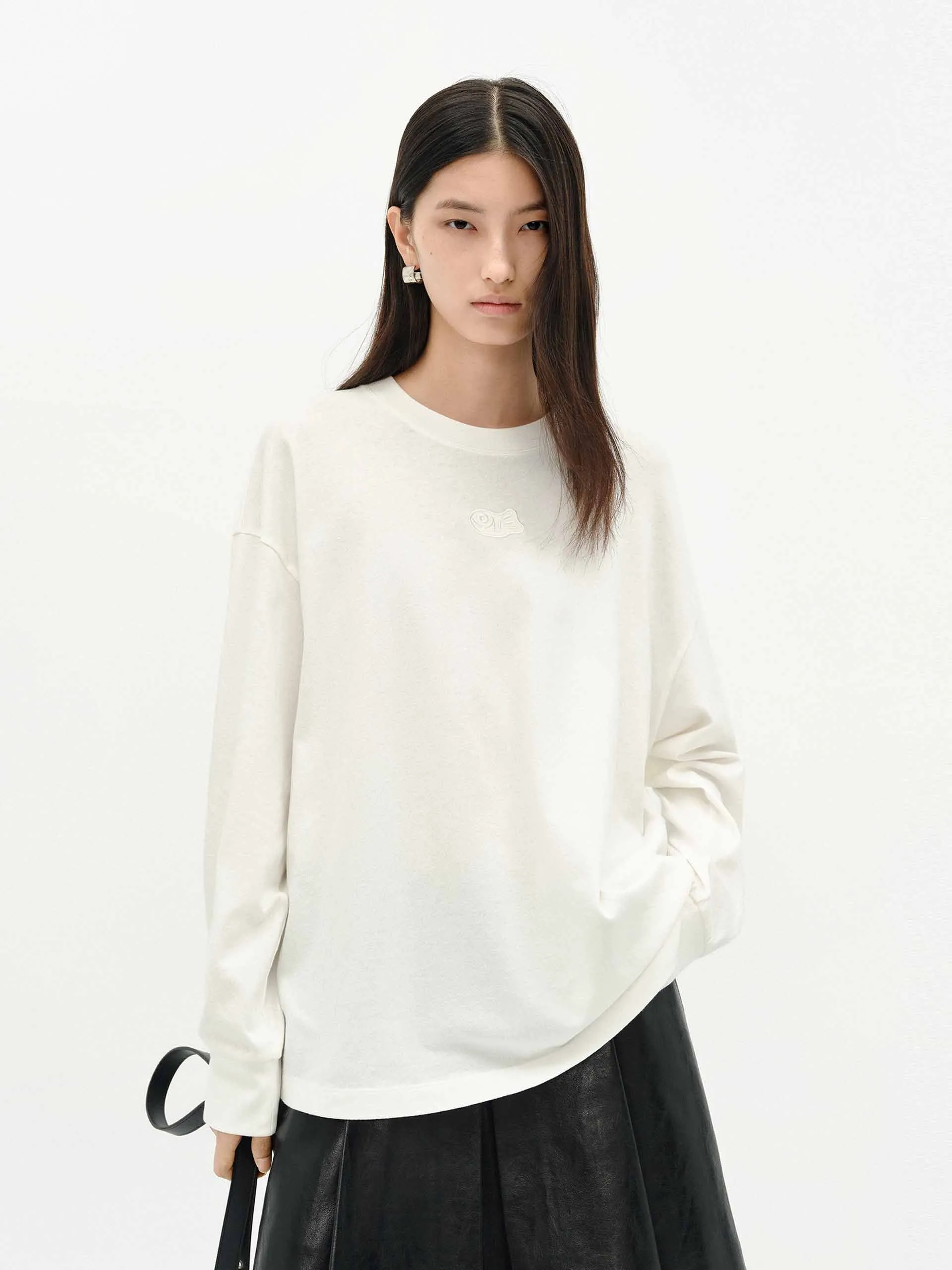 Front Embroidery Loose T-shirts Seasonal Layering Comfortable and Chic