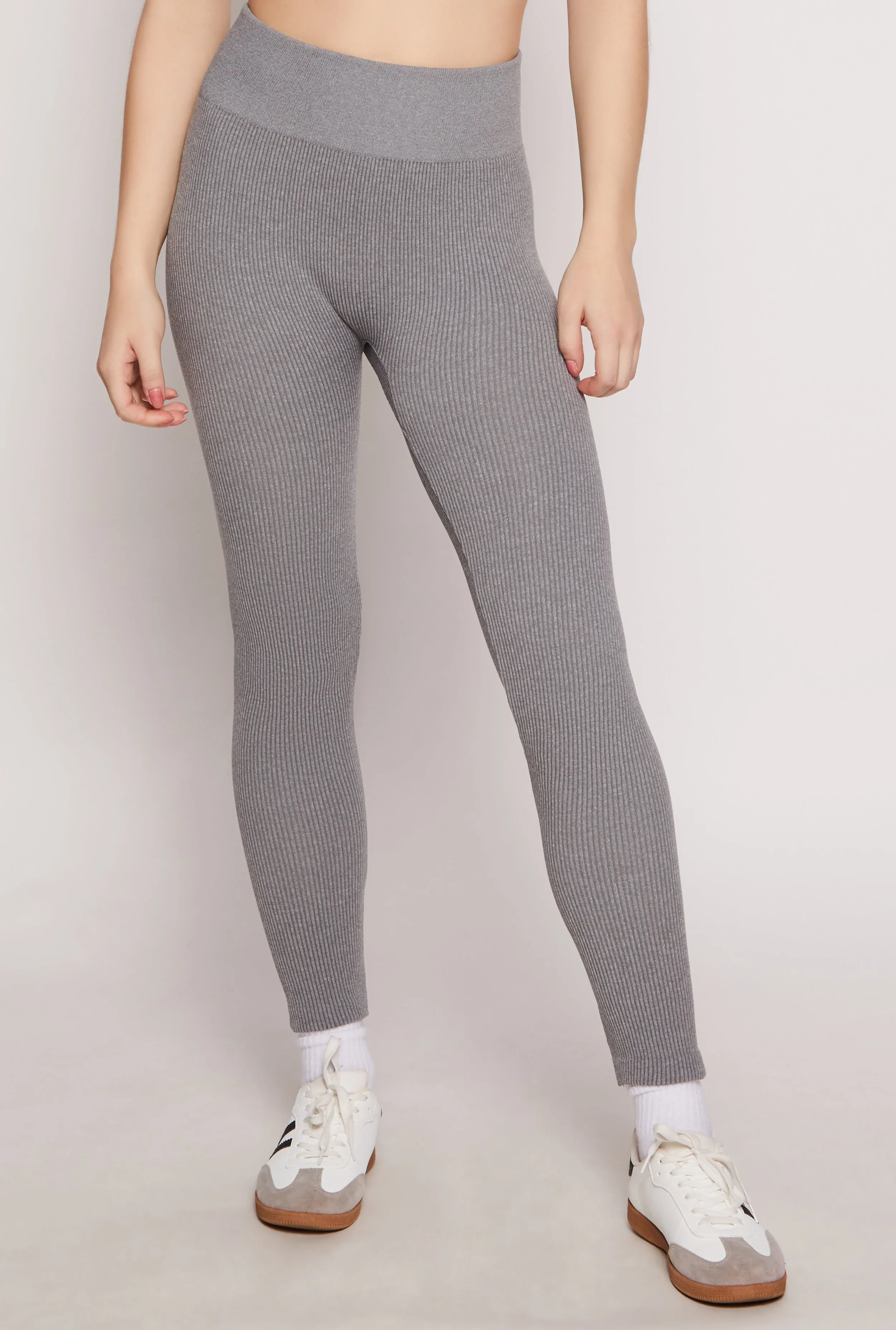 shape fit Ribbed Knit Fleece Lined High Waist Leggings