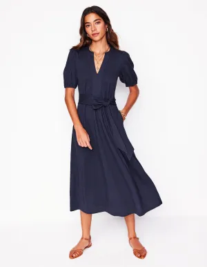 laid-back style Sofia Trim Jersey Midi Dress-Navy