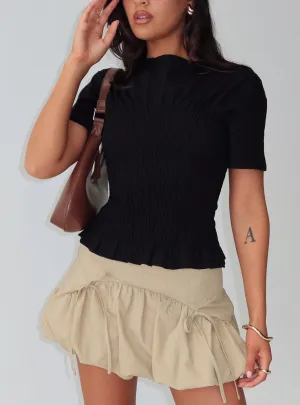 Maybe Tomorrow Ruched Top Black Cozy and Comfortable Seam Free Edging