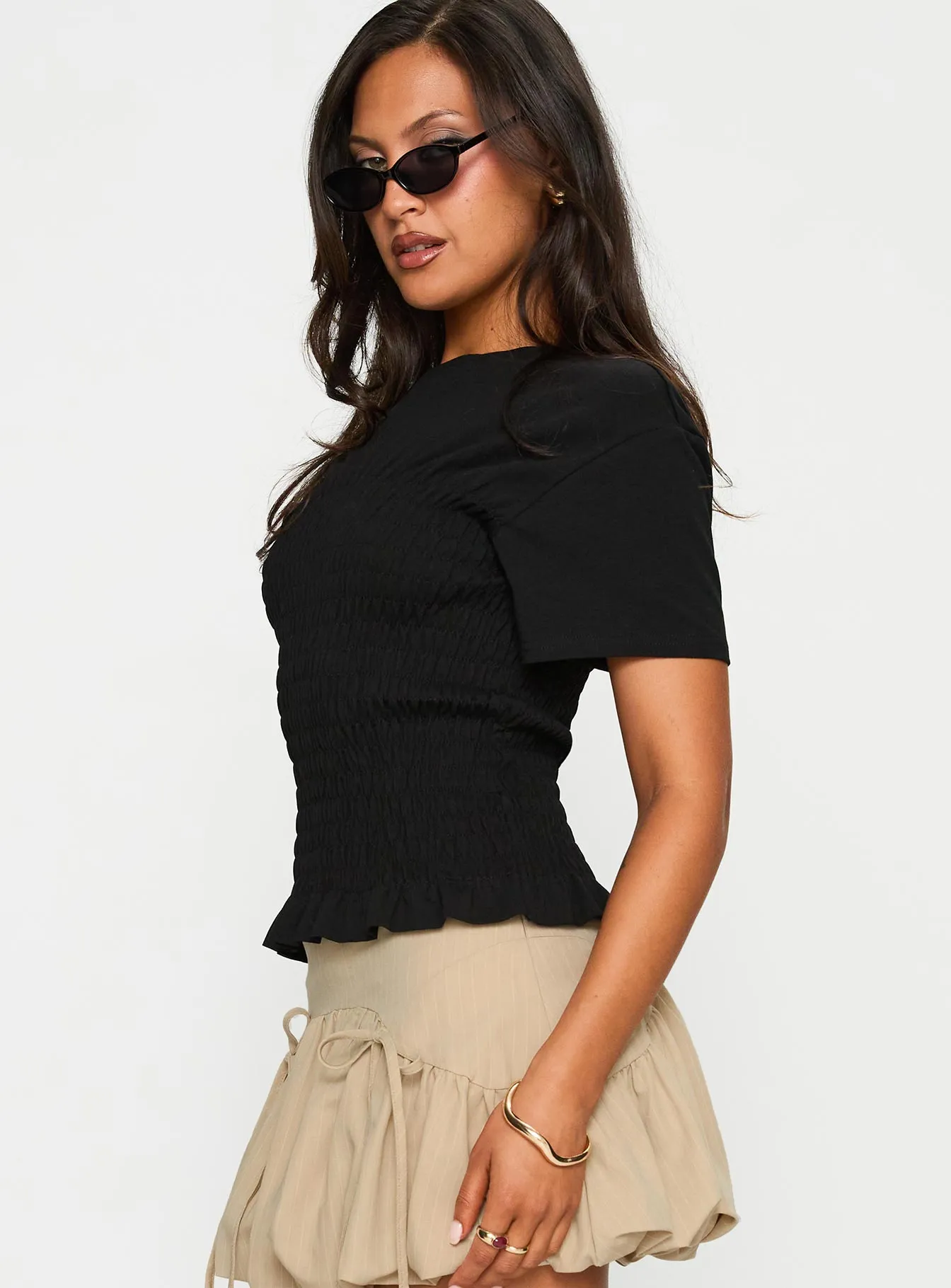 timeless Daily Casual Maybe Tomorrow Ruched Top Black