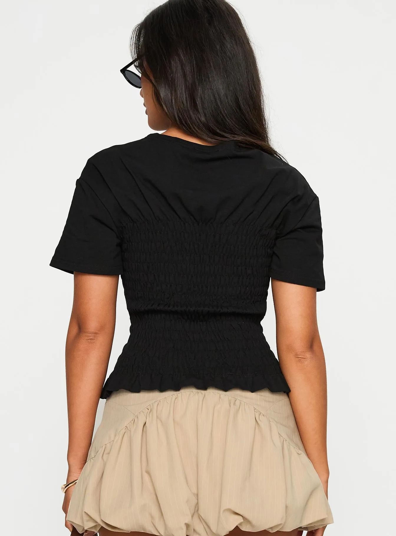 Recycled Material Maybe Tomorrow Ruched Top Black