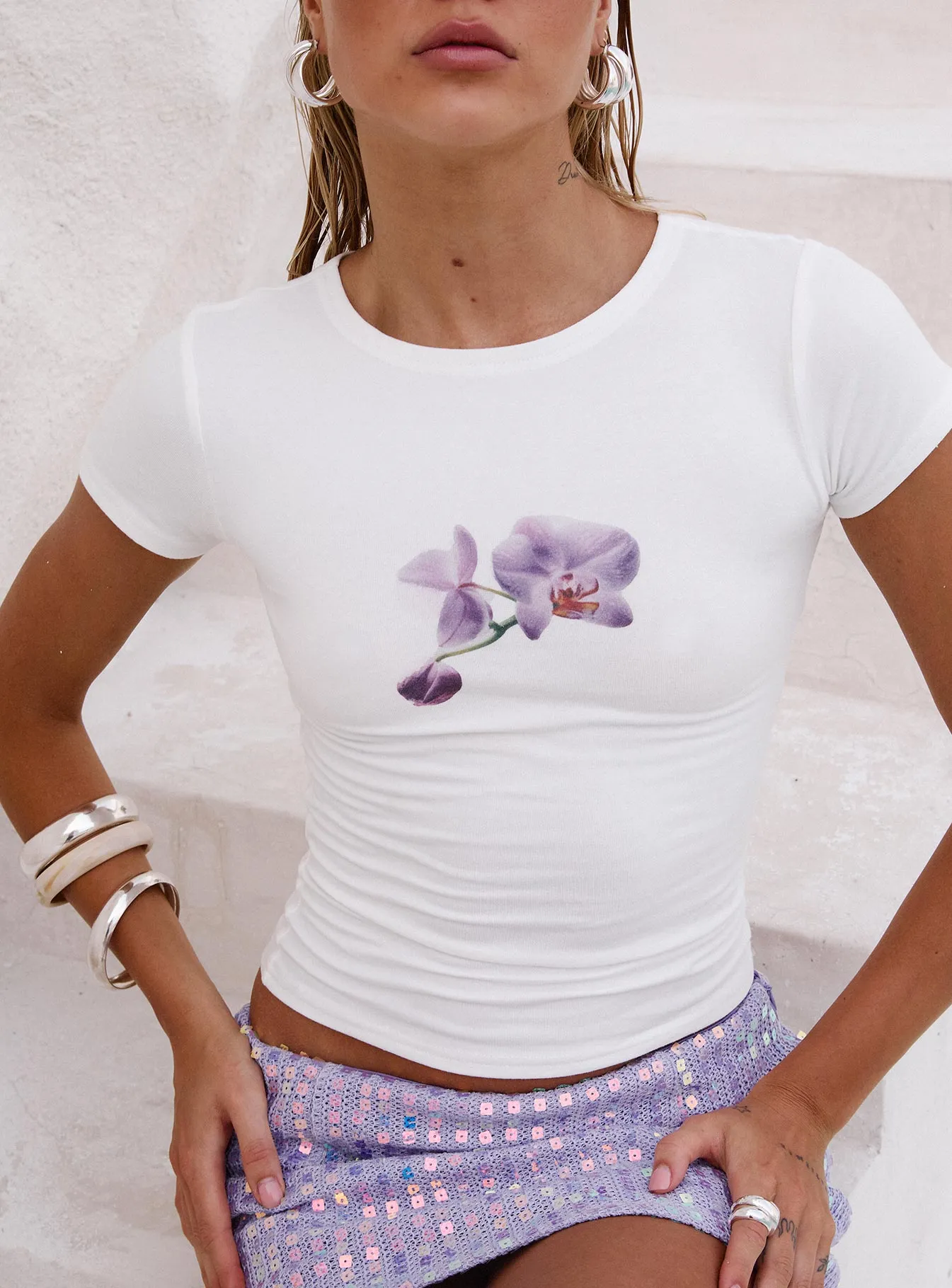 Minimalist Style New Light Graphic Top White