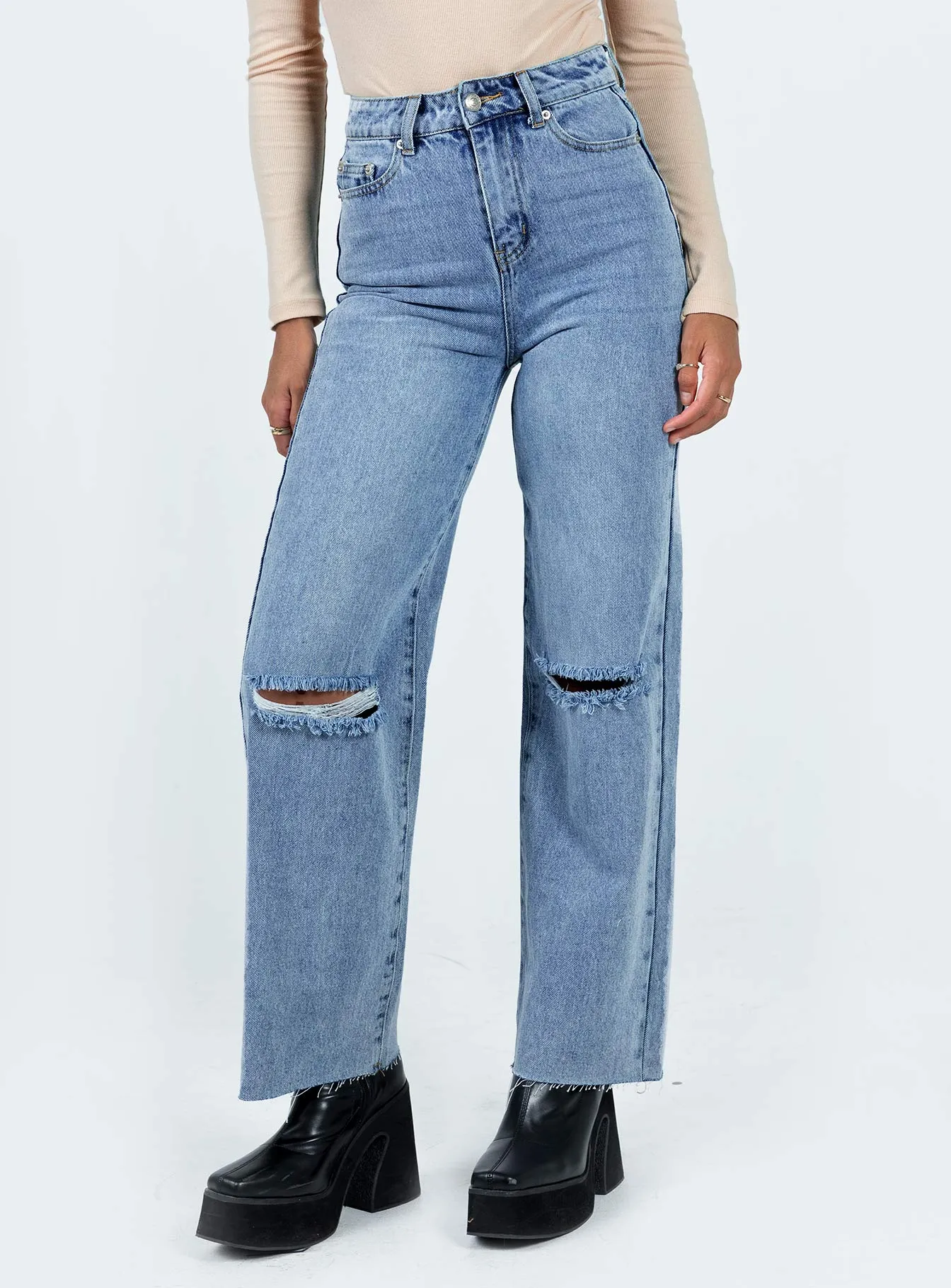 Thorne High Rise Straight Leg Jeans Denim Comfortable Outfit