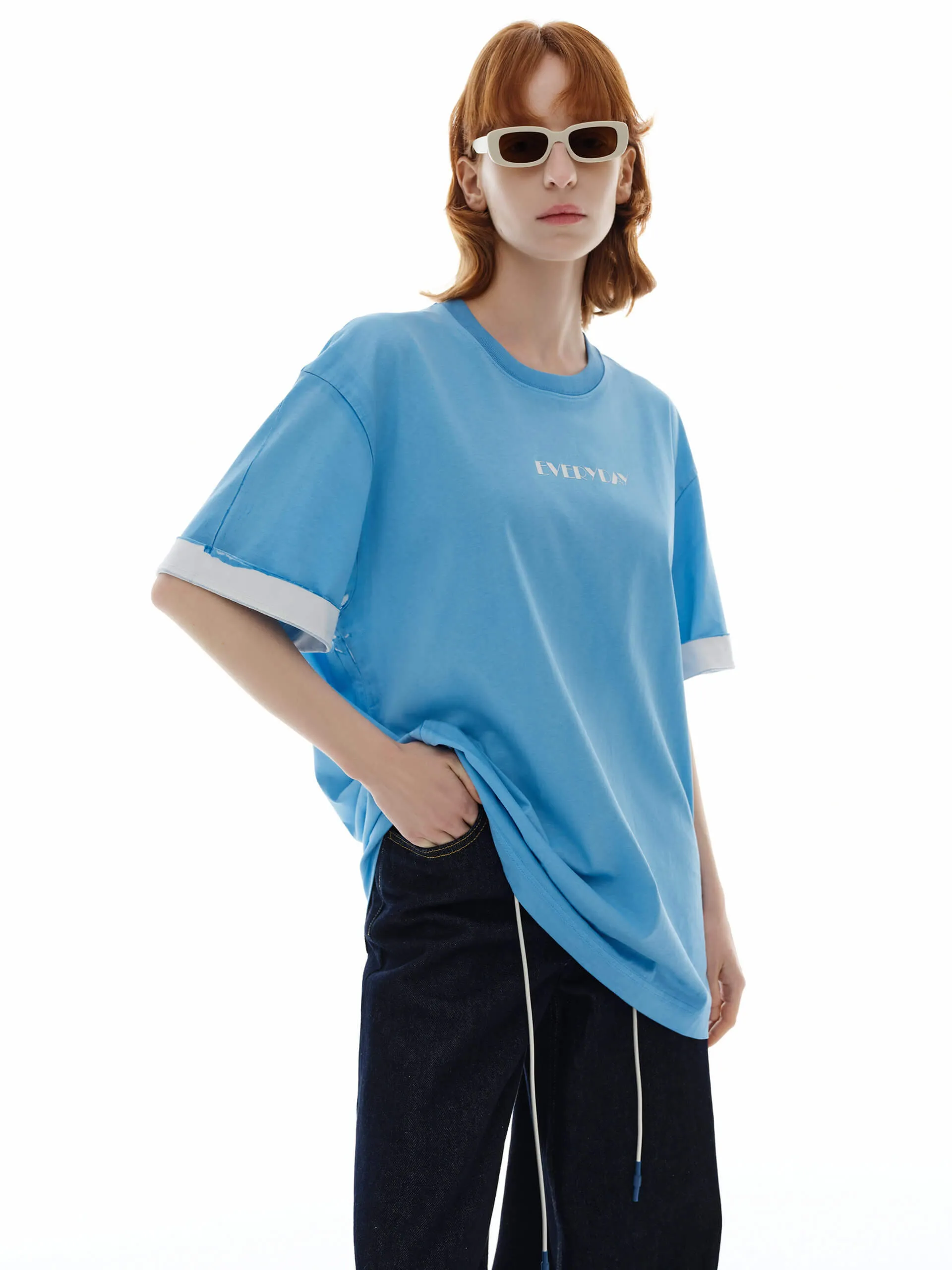 Letter EVERYDAY Print Cotton T-shirt warm weather