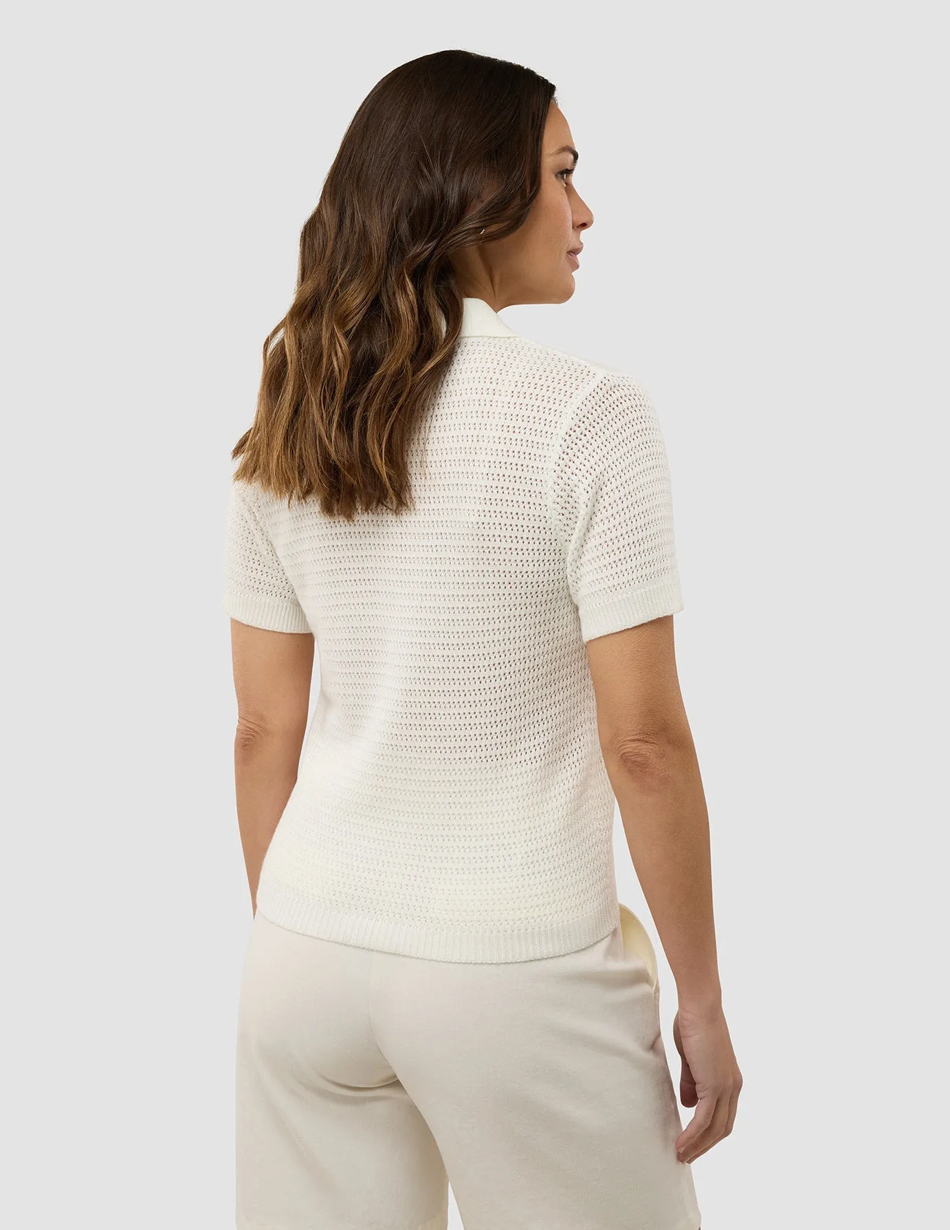 Women's Structured Polo Off White EcoFriendlyProduction SmoothEdging