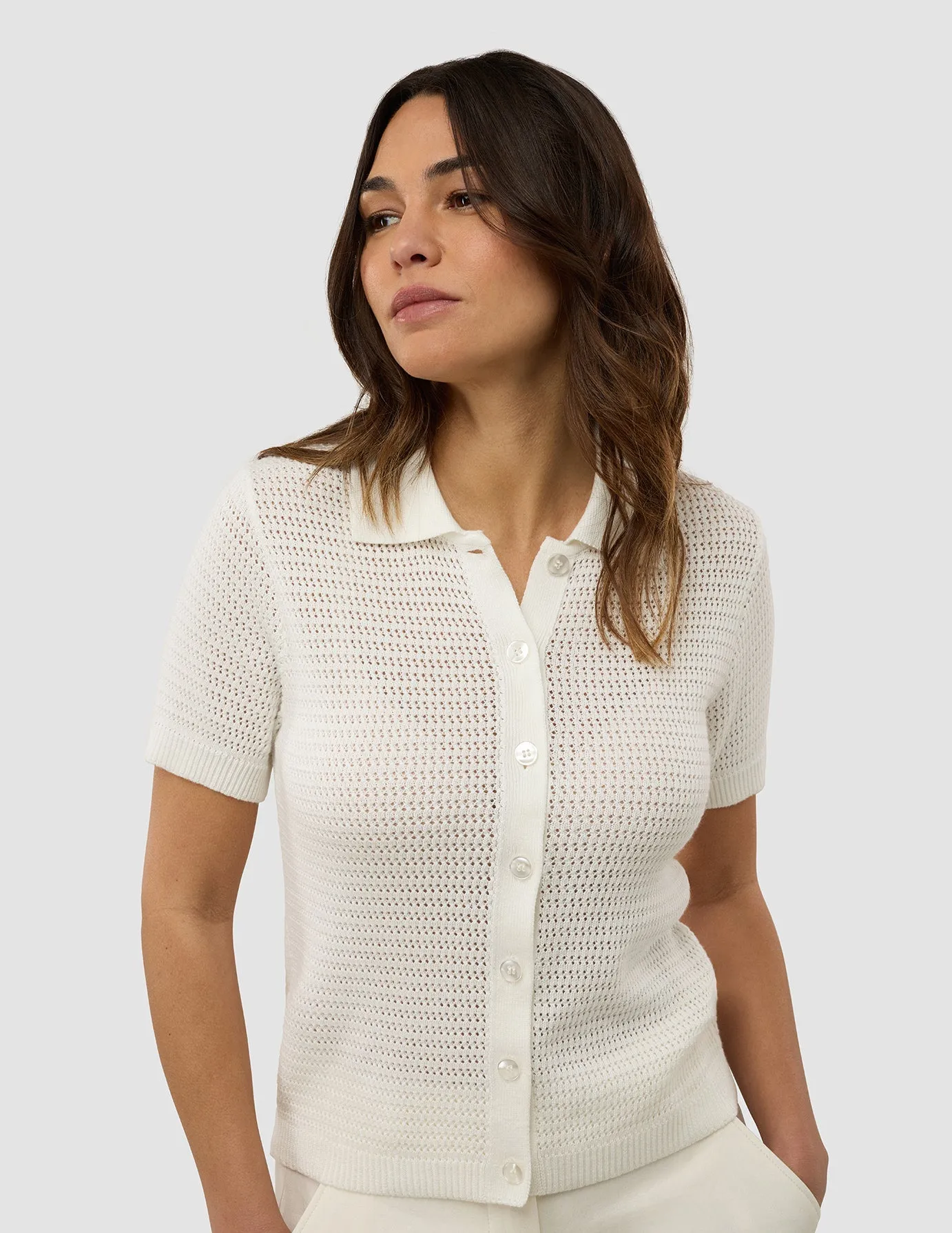 Women's Structured Polo Off White ZeroIrritationLabels