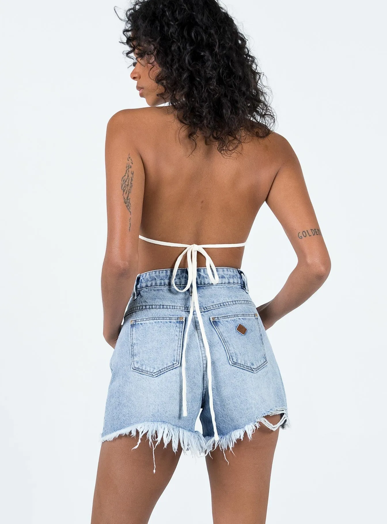 Flat Lock Stitching Relaxed Feel Abrand Venice Short Suzie Rip Blue