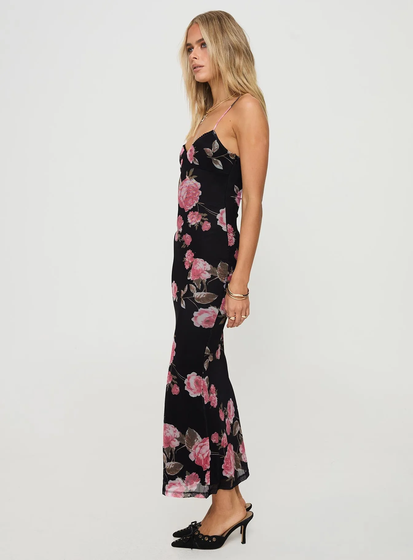 Manolis Maxi Dress Black / Floral Practical long dress