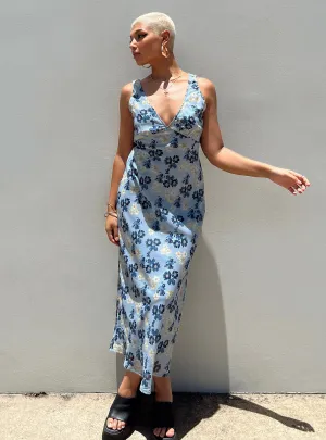 Romantic resort wear Nellie Maxi Dress Blue Floral
