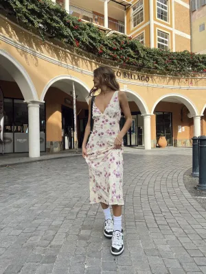 Lilac Soft Nellie Midi Dress Yellow Floral Petite