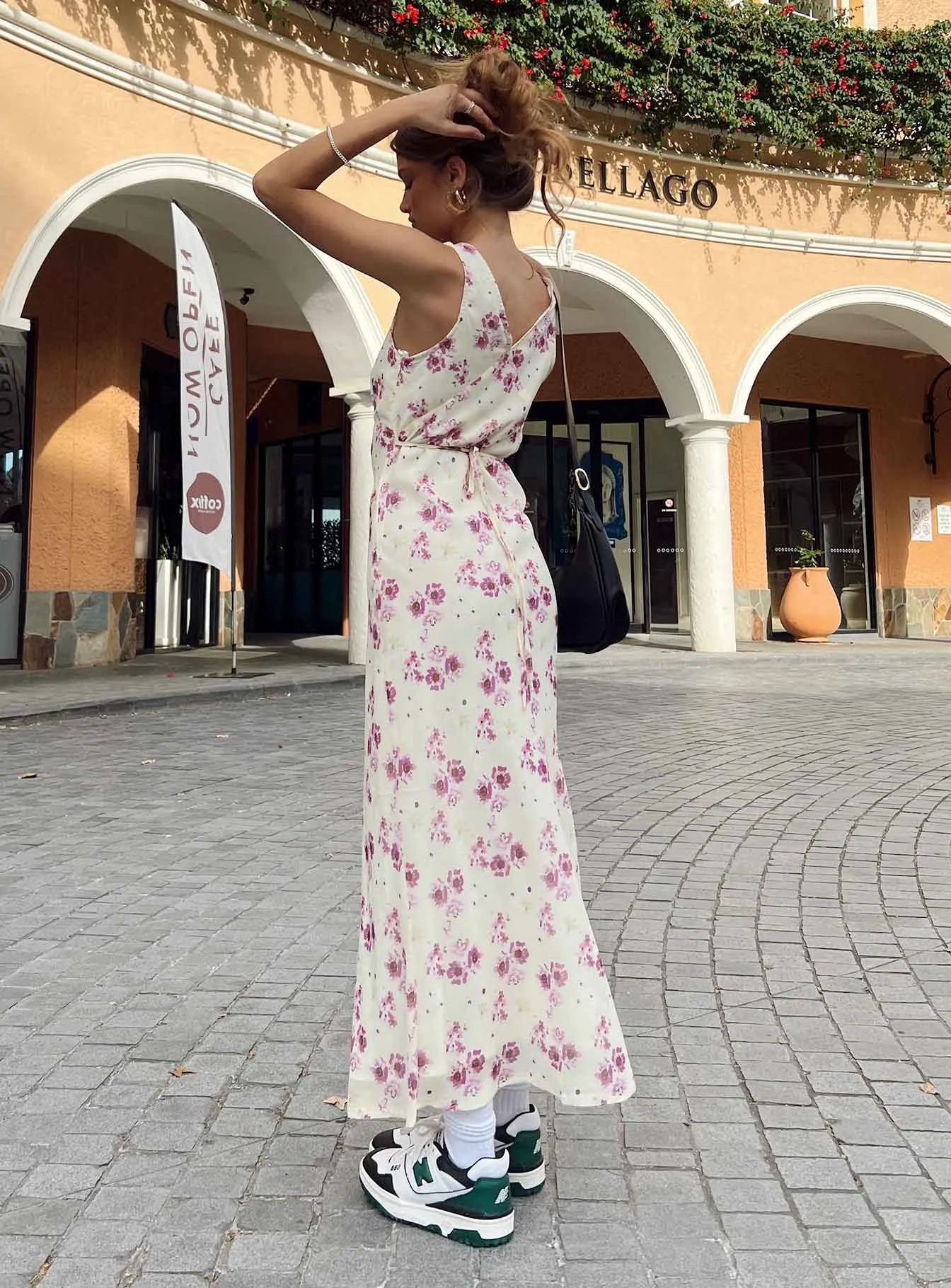 Nellie Midi Dress Yellow Floral Petite Stair Glow Suede Touch