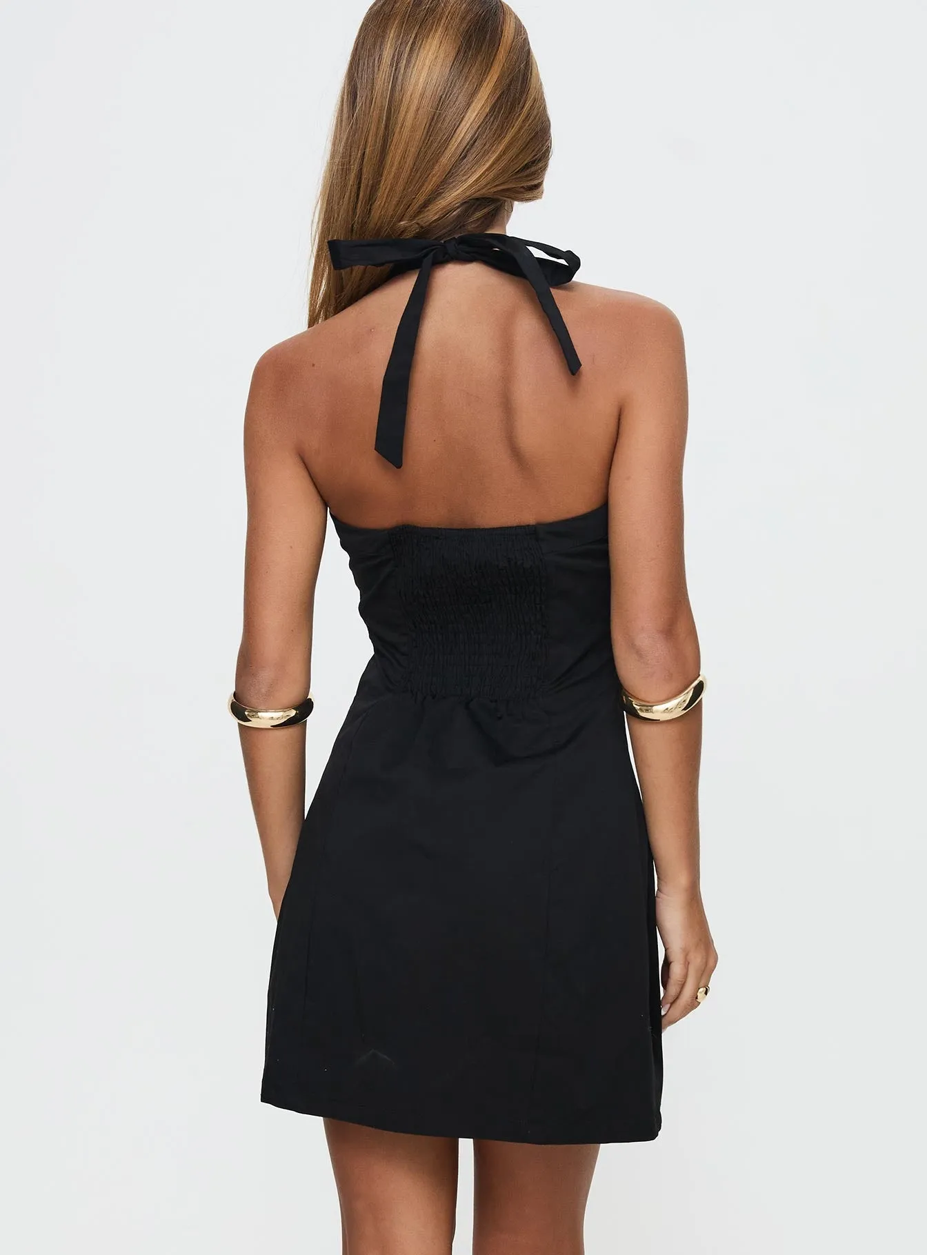 Mallorie Halter Mini Dress Black All Season Fashion Versatile Wear