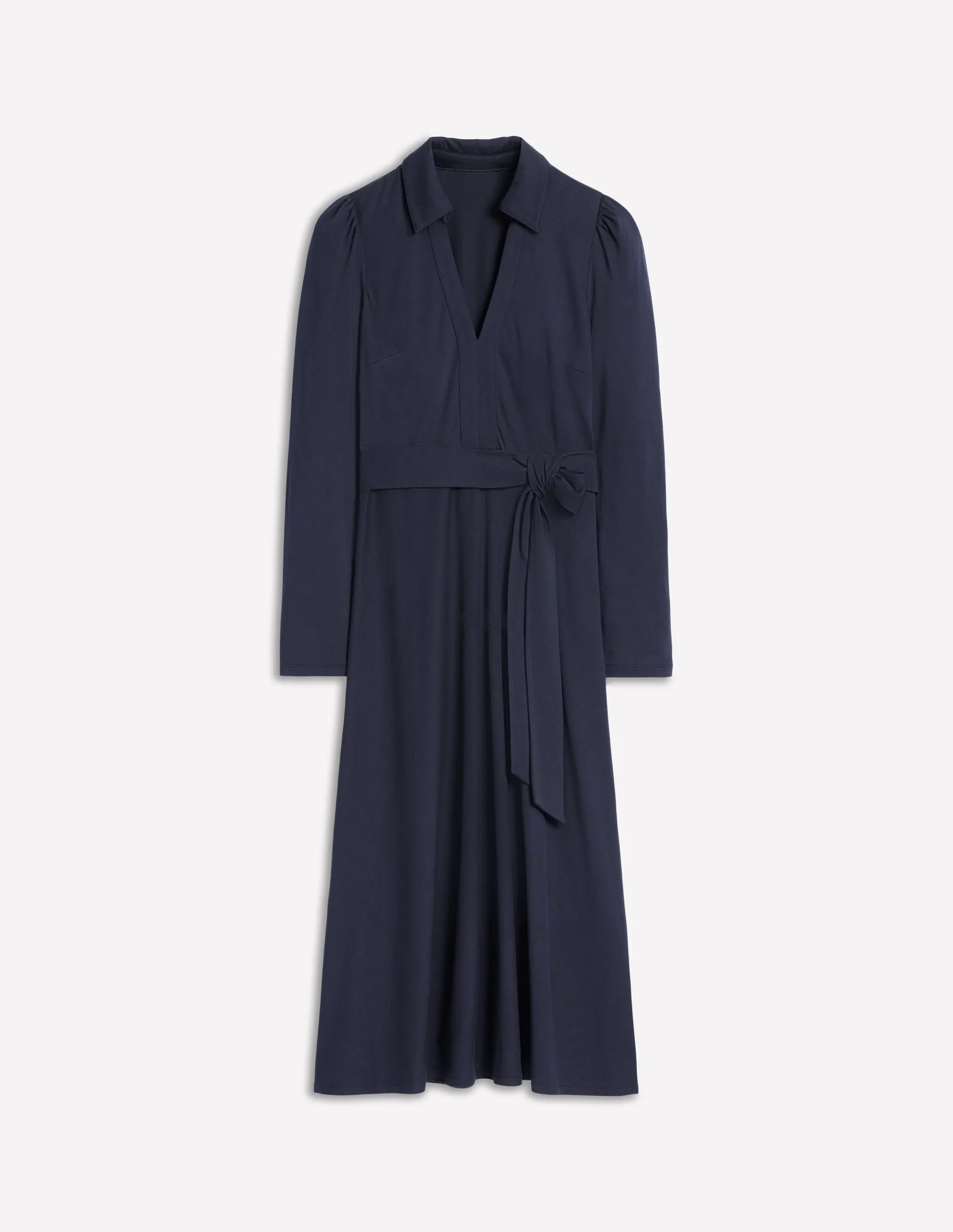 Imogen Collared Jersey Dress-Navy Event Ready Feminine Energy