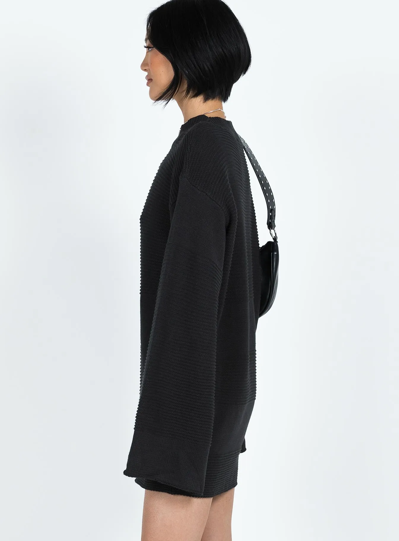 Cheyenne Knit Jumper Dress Black Romantic Vibes Flattering Silhouette