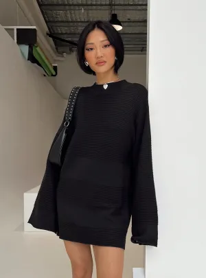 Cheyenne Knit Jumper Dress Black Non Irritating Seams