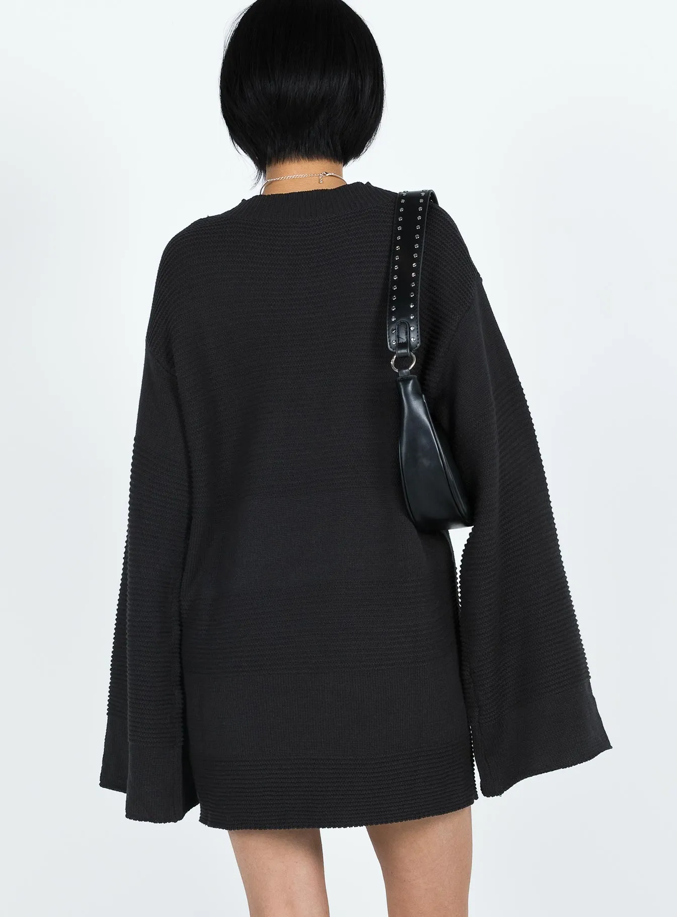 High Thread Count Cotton Cheyenne Knit Jumper Dress Black