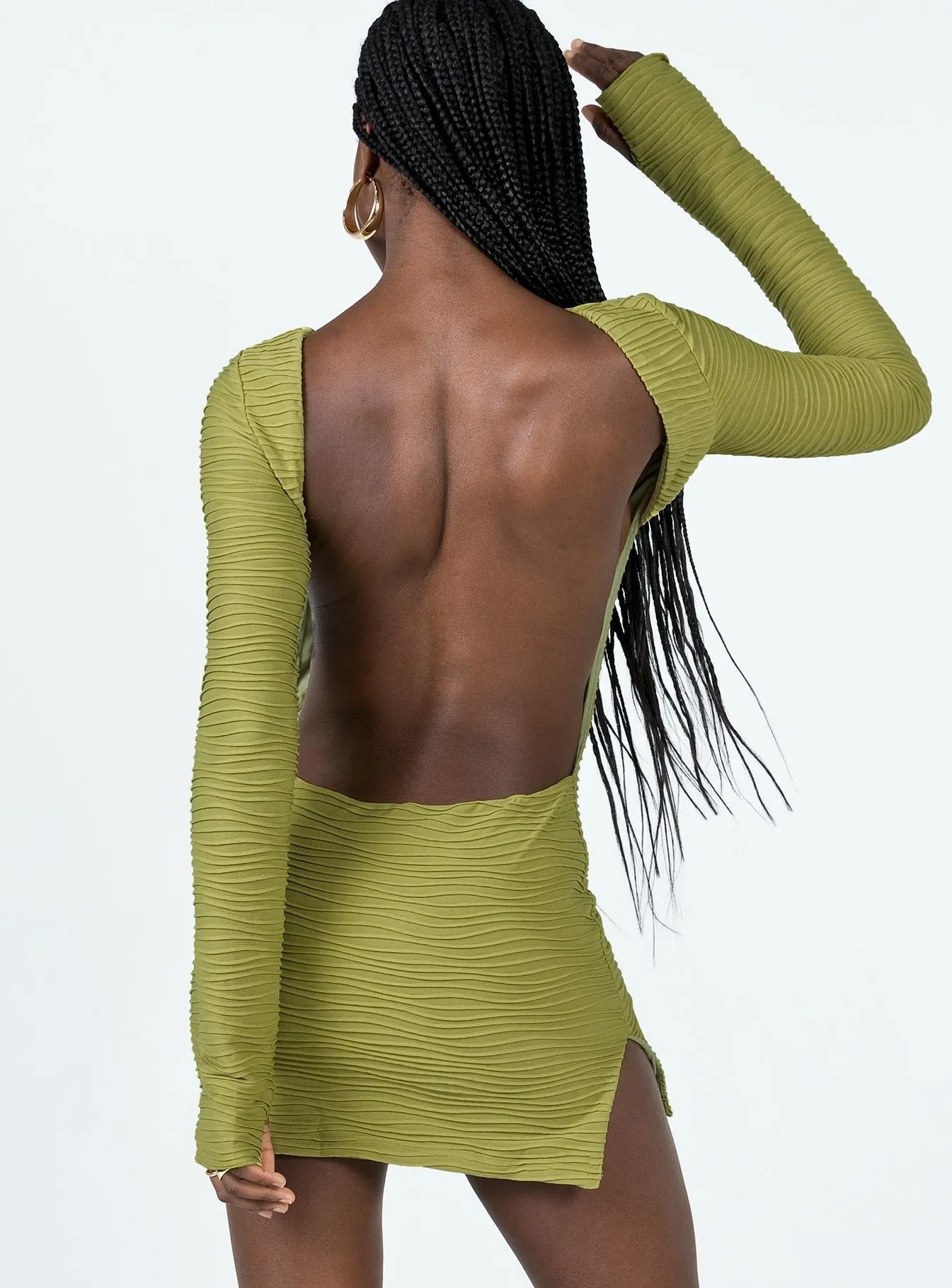 Double Layered Collar solo wear Ignite Mini Dress Green