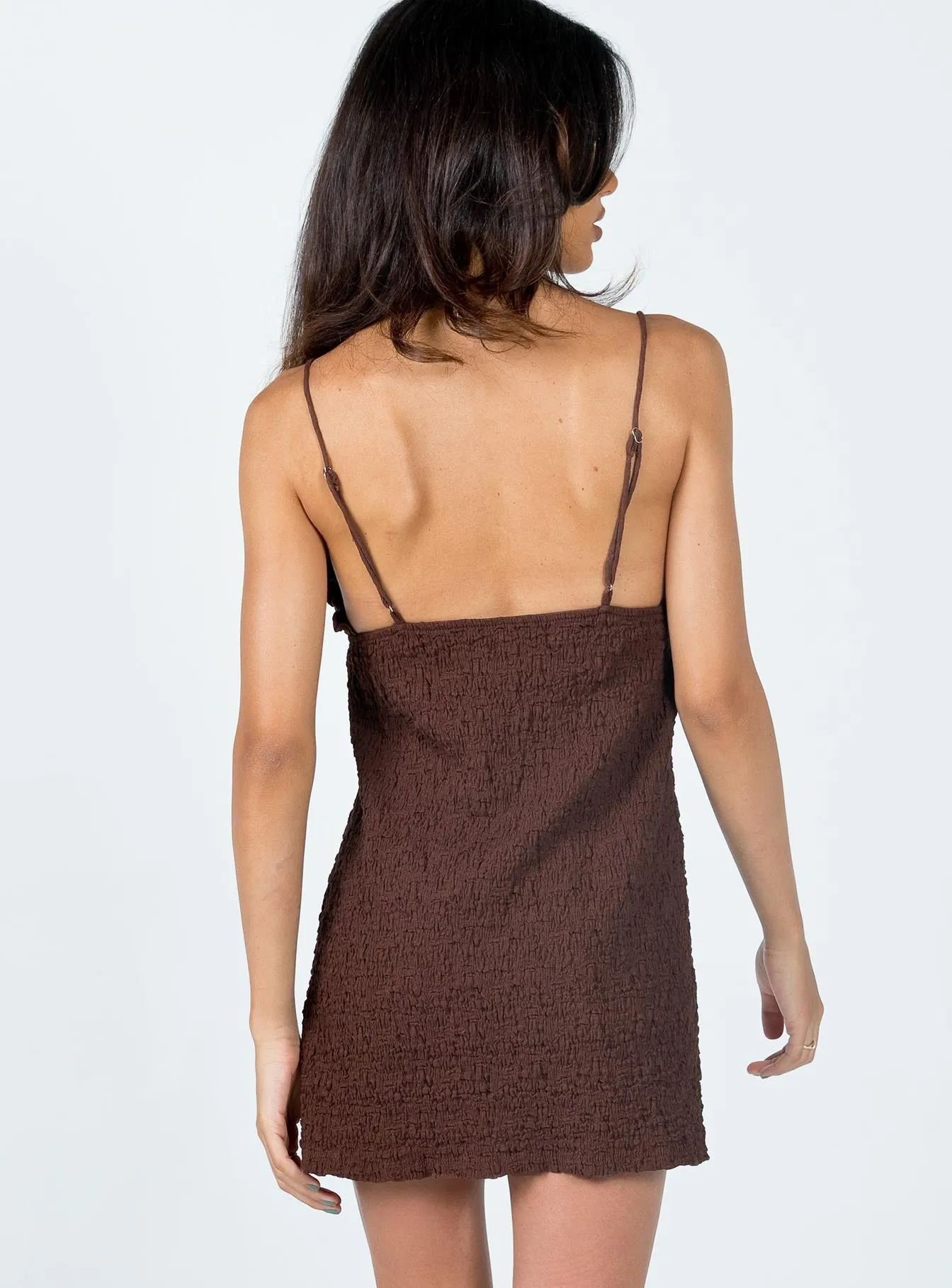 Rounded Neckline Kellan Mini Dress Brown