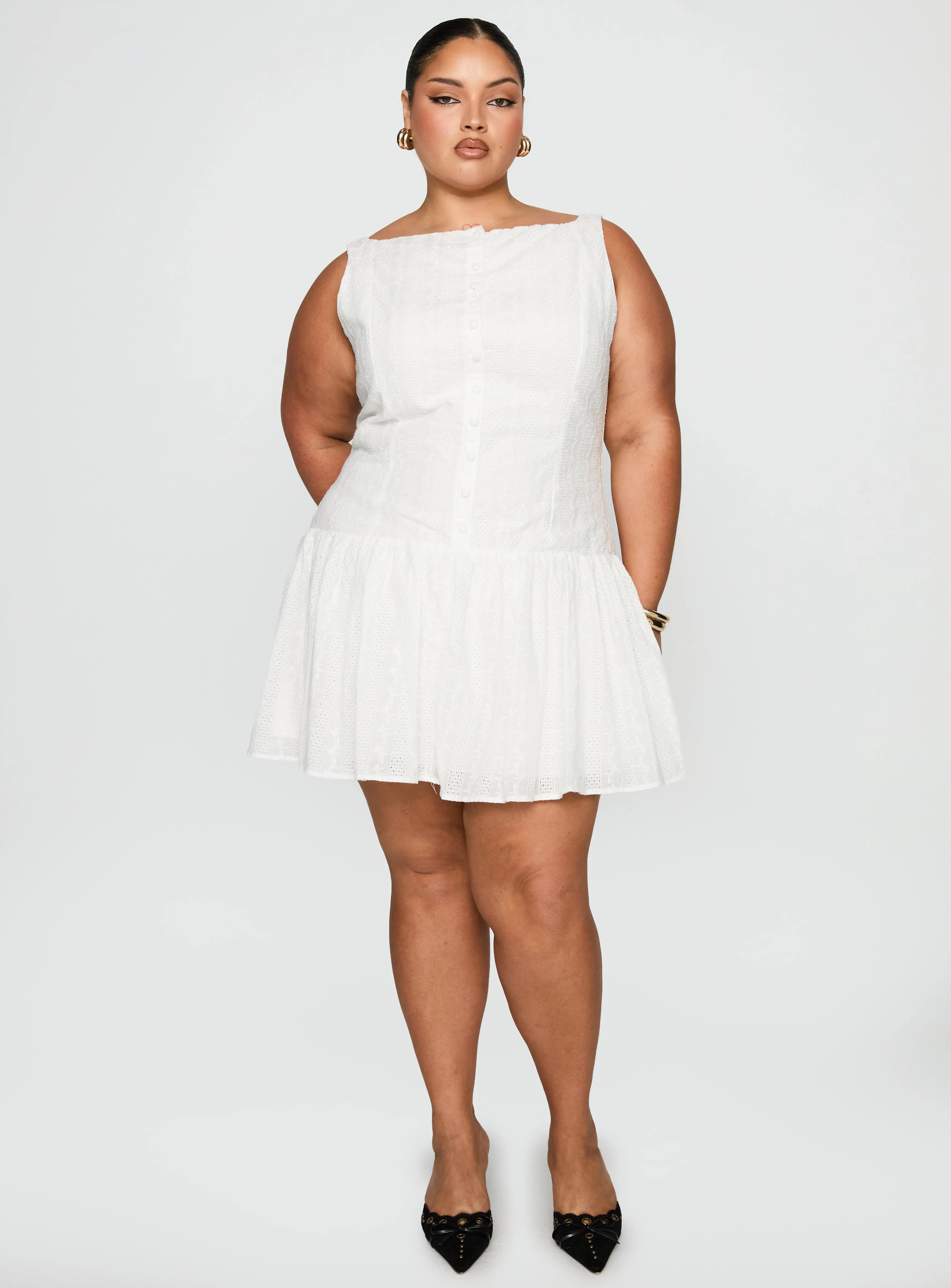 Casual Style Summer Style Sweeter Places Embroidered Mini Dress White Curve