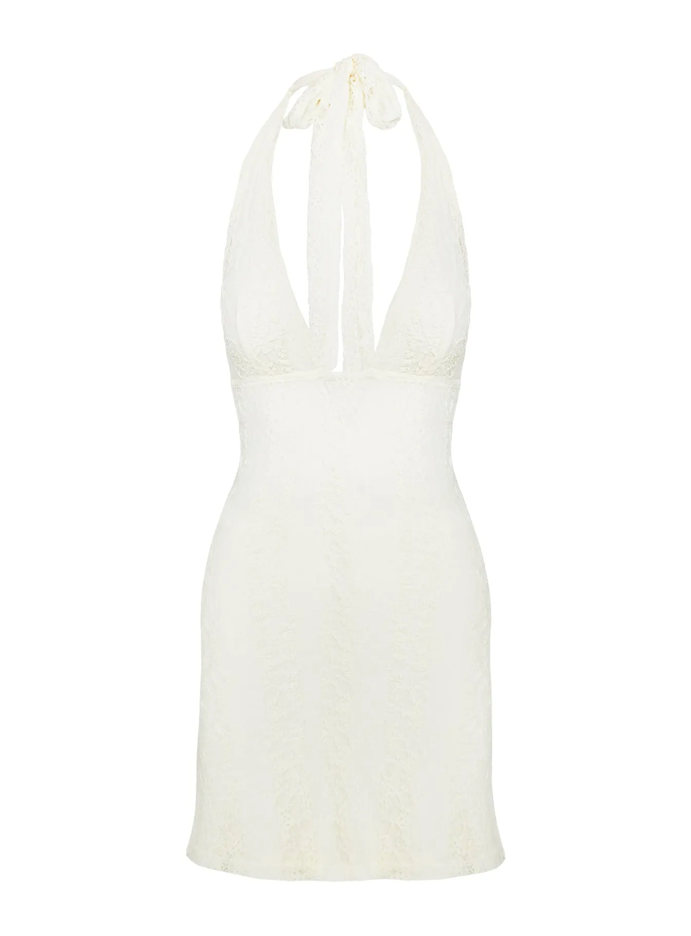 Youthful Spirit Halter Mini Dress Cream All Day Wear Modern Fashion