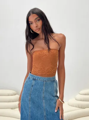 Active Luxury Office Vacation Lamourne Strapless Bodysuit Orange