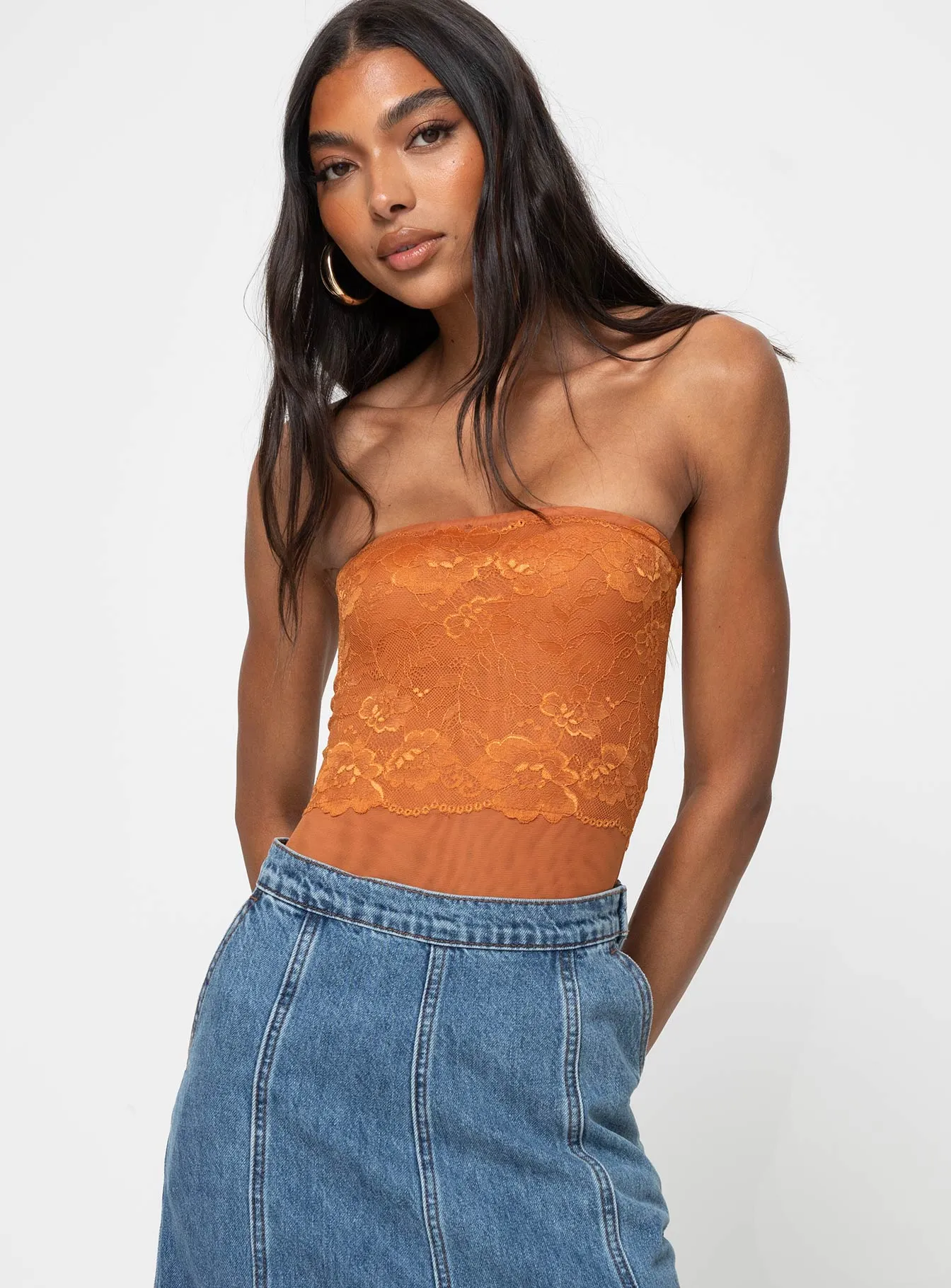 Lamourne Strapless Bodysuit Orange Unique Traveler Unique Clean