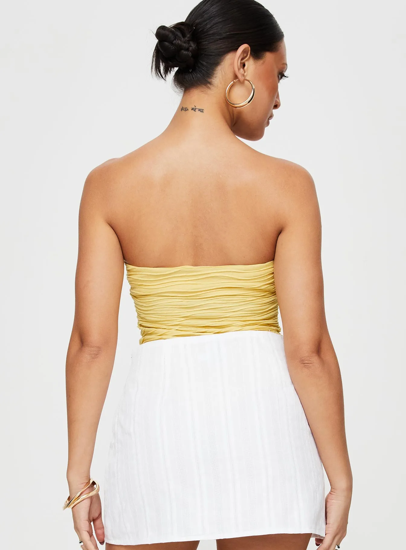 Makena Strapless Bodysuit Yellow Office Vacation Elegant Durable