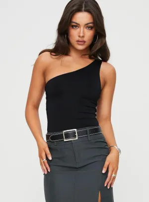 Shallie One Shoulder Bodysuit Black Fresh Wedding Soft Party