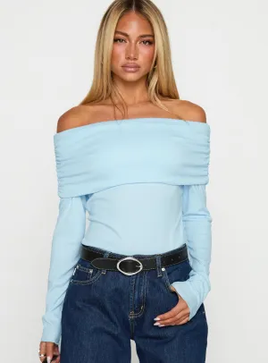 Everyday Charming Spoilt Off The Shoulder Bodysuit Blue