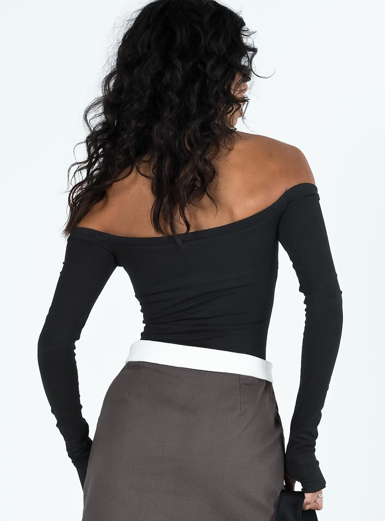 Weaver Off Shoulder Bodysuit Black Everyday Student